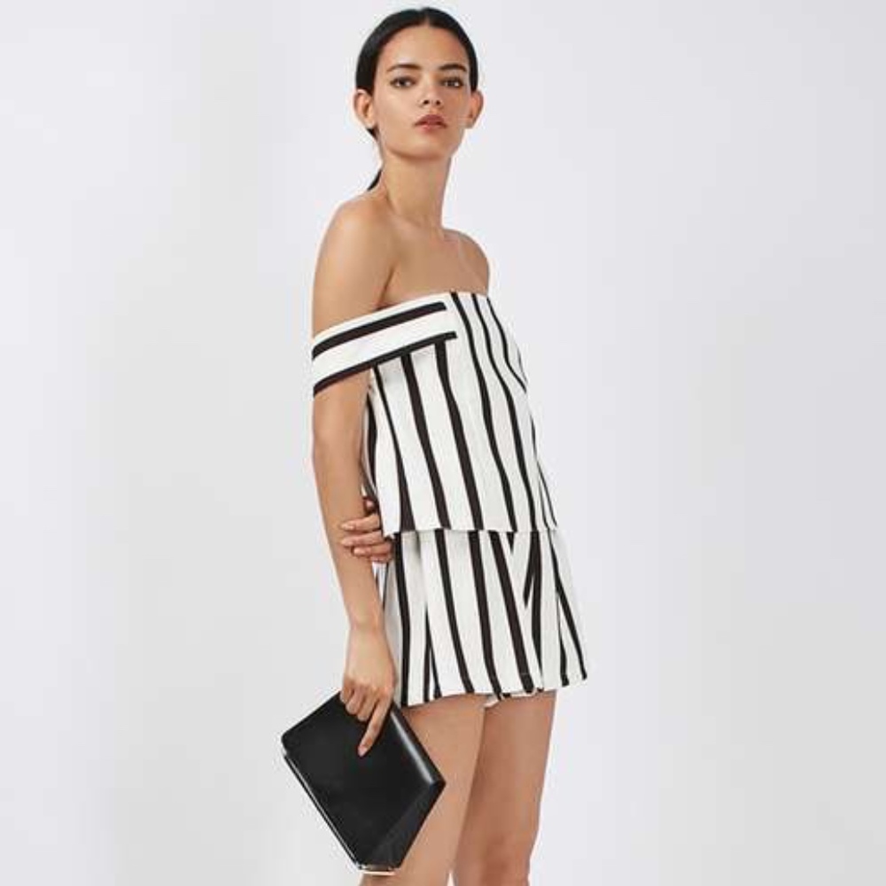 TopShop Stripe Bardot Playsuit